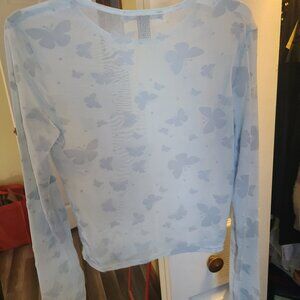 Mesh Blue Butterfly Shirt